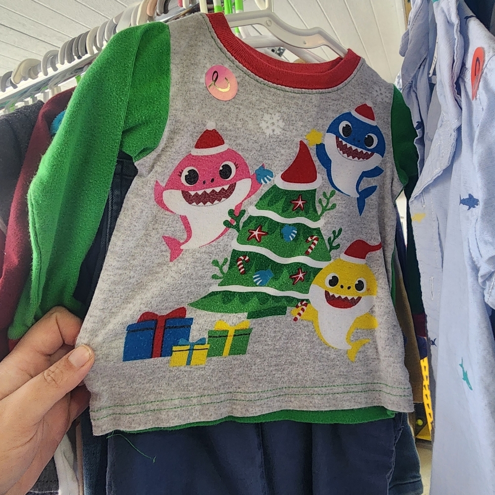 Baby shark christmas pajama shirt